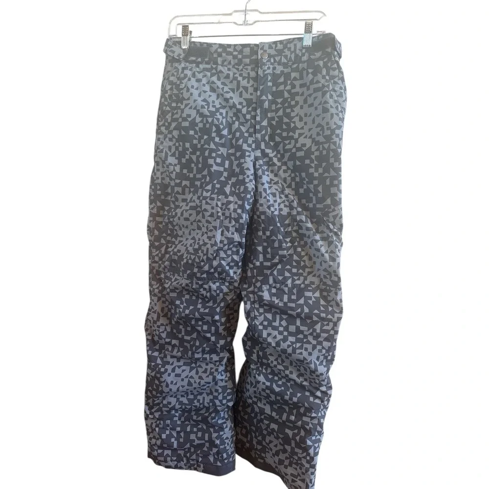 Columbia Waterproof Kids Snow Pants‎ Youth Size XL (16-18) Gray Geometric Design
